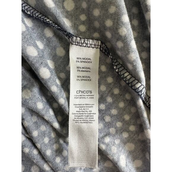 Chico's Polka Dot Navy Tee Modal Blend Petite - Picture 6 of 7